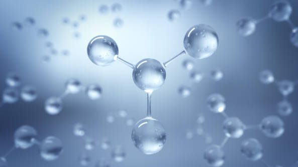 3d Rendering Molecular Structure,Ozone,Hydrogen and oxygen,Selective focus.